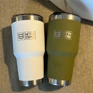 MTN OPS. 30 oz tumblers. Set of 2. Green and White.